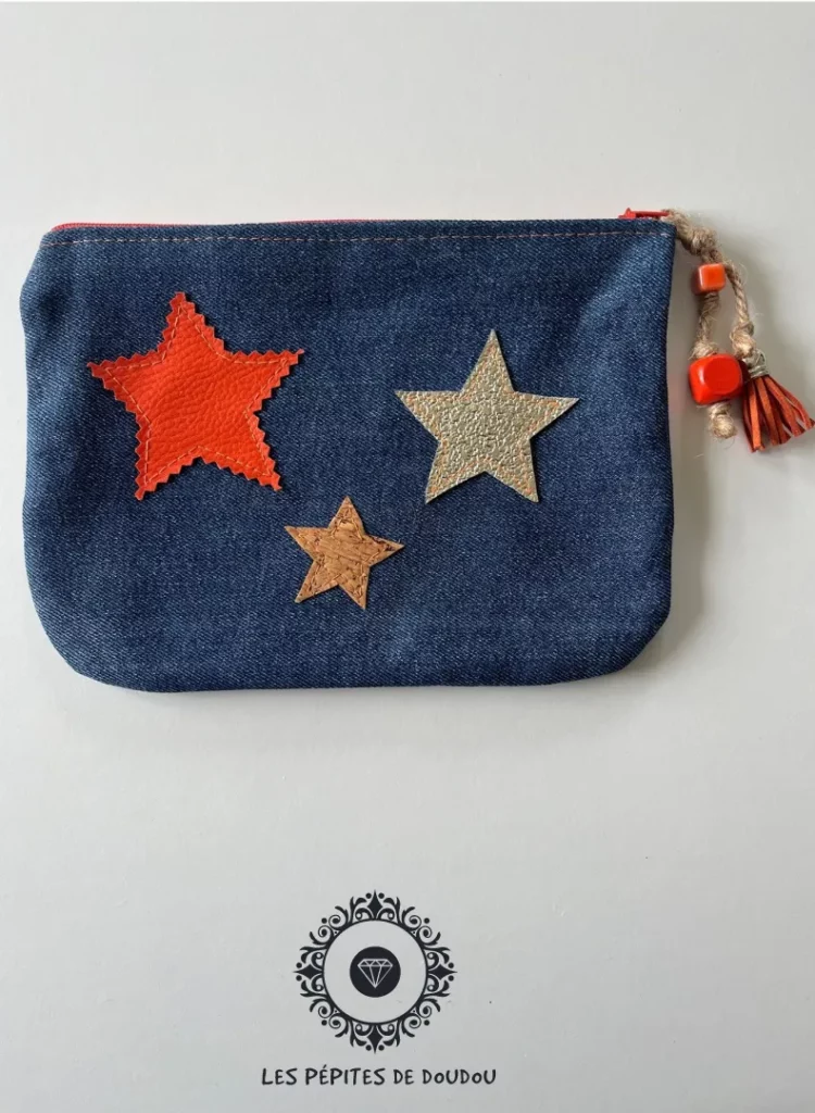 Pochette trousse étoile liège Orange