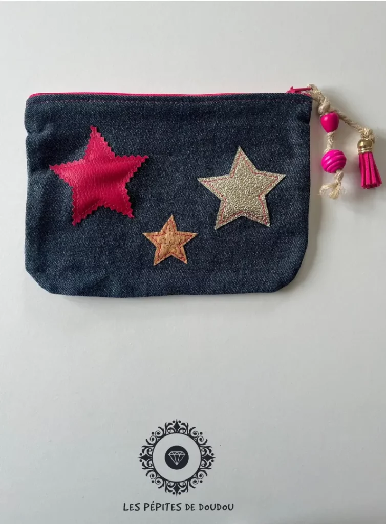 Pochette trousse étoile liège Rose