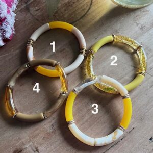 Bracelet Tube Acrylique - JAUNE-MOUTARDE