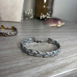 Bracelet Tressé - Similicuir pailleté argenté