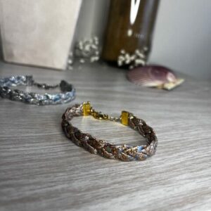 Bracelet Tressé - Similicuir pailleté doré