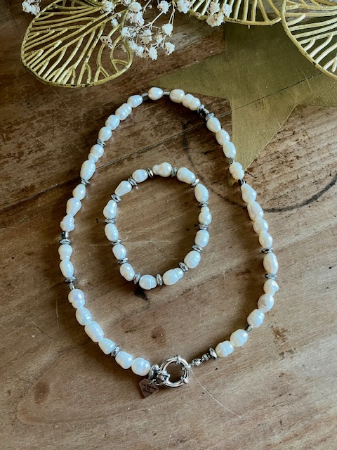 Parure ÉLÉGANCE - Perle d'eau douce blanche