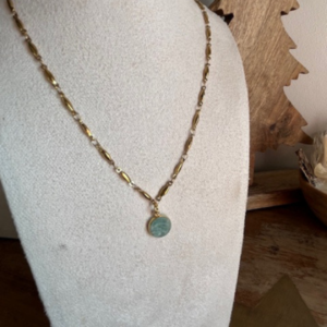 Collier AMAZONITE doré - Pierre naturelle & énergétique