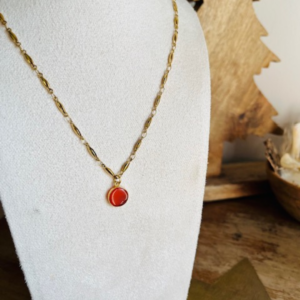 Collier CORNALINE doré - Pierre naturelle & énergétique