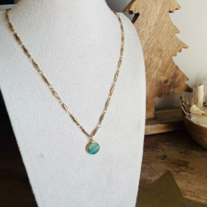 Collier MALACHITE Doré - Pierre naturelle & énergétique