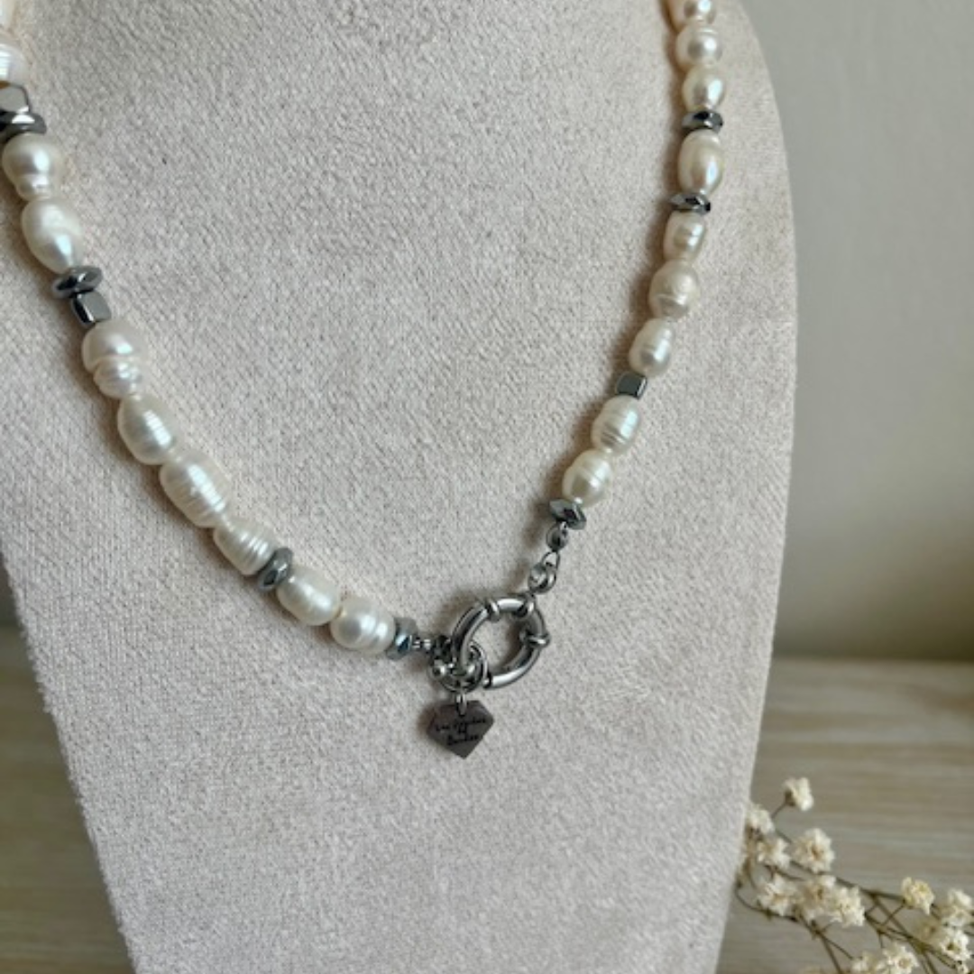 Parure ÉLÉGANCE - Perle d'eau douce blanche – Image 3