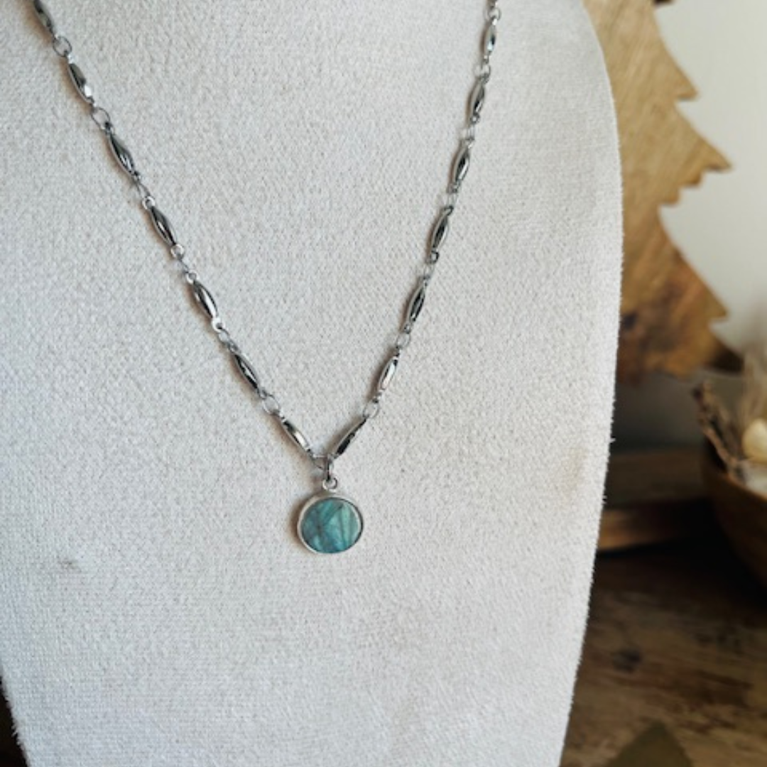 Collier LABRADORITE argenté - Pierre naturelle – Image 2