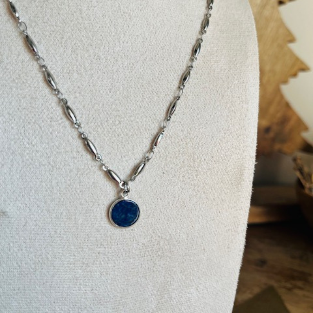Collier LAPIS LAZULI argenté - Pierre naturelle – Image 2