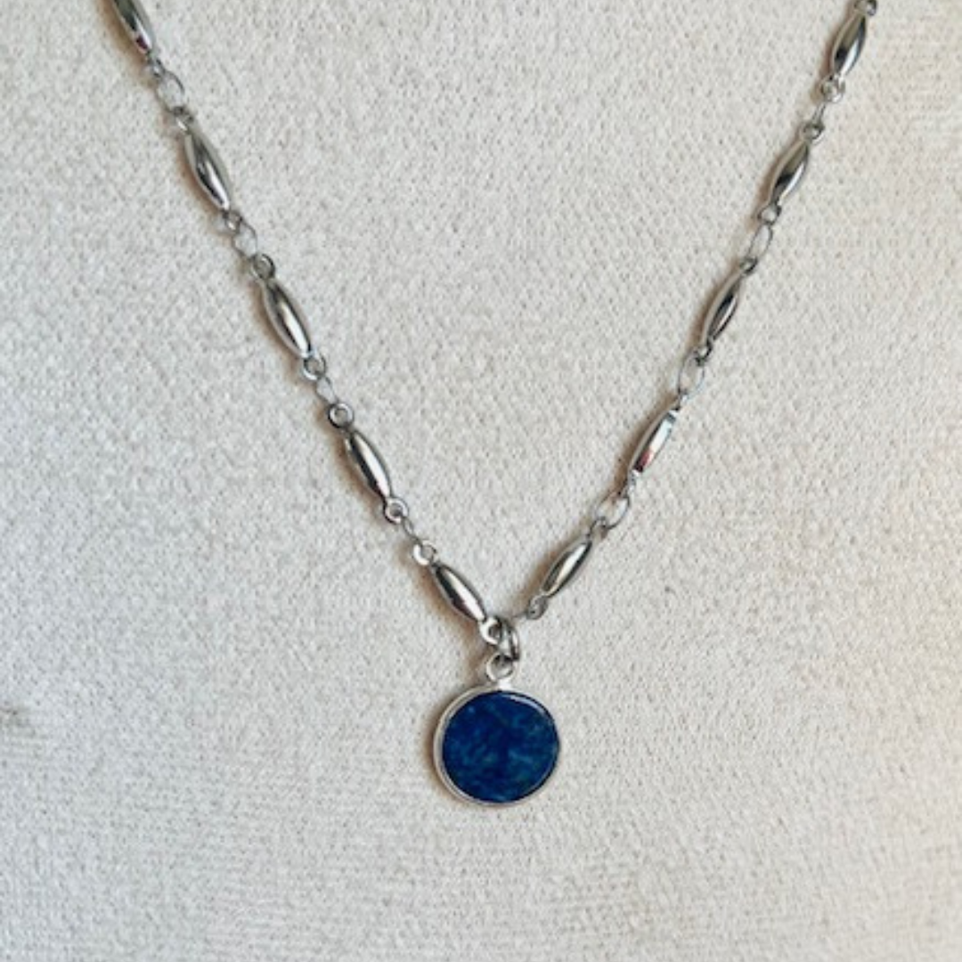 Collier LAPIS LAZULI argenté - Pierre naturelle – Image 3