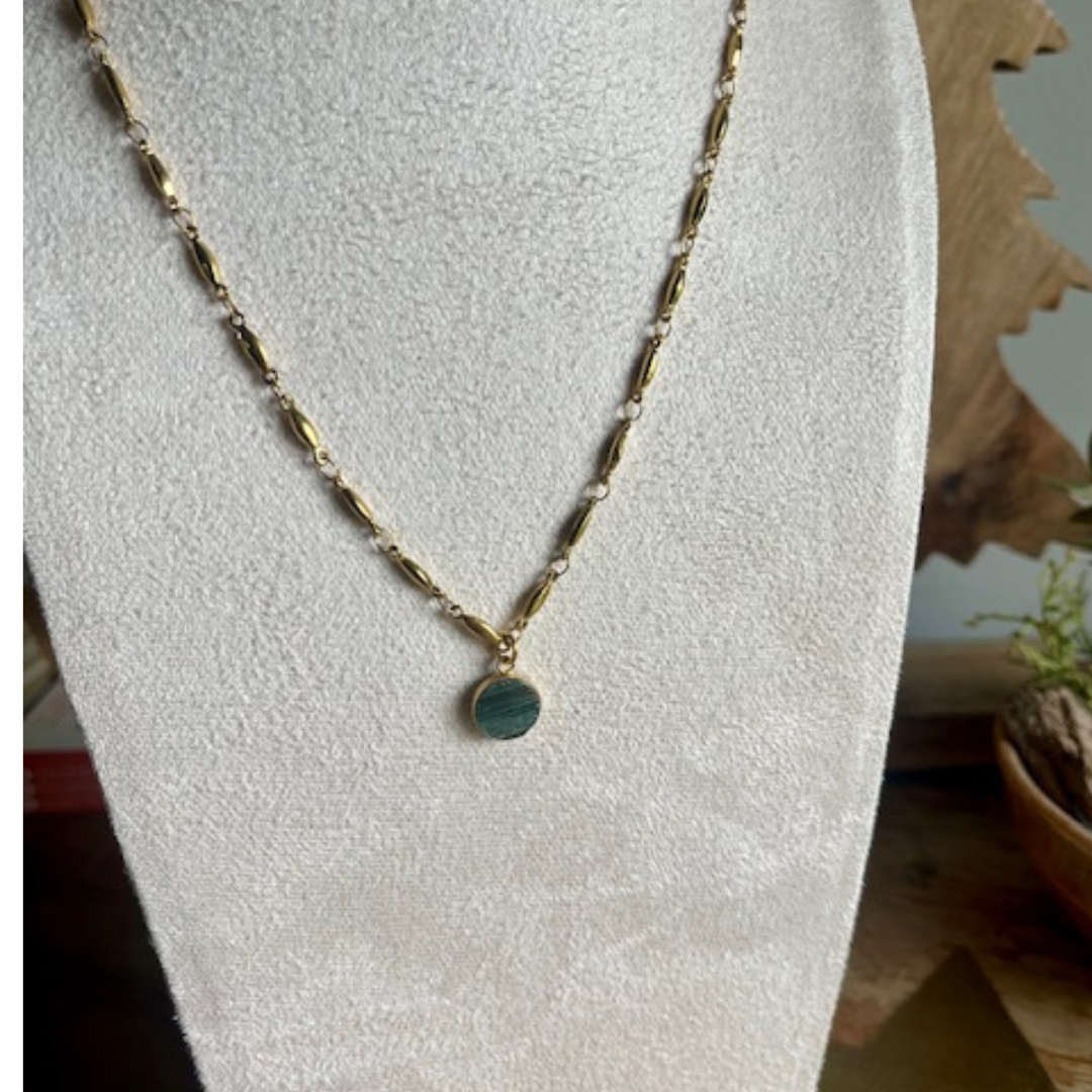Collier MALACHITE argenté - Pierre naturelle – Image 2