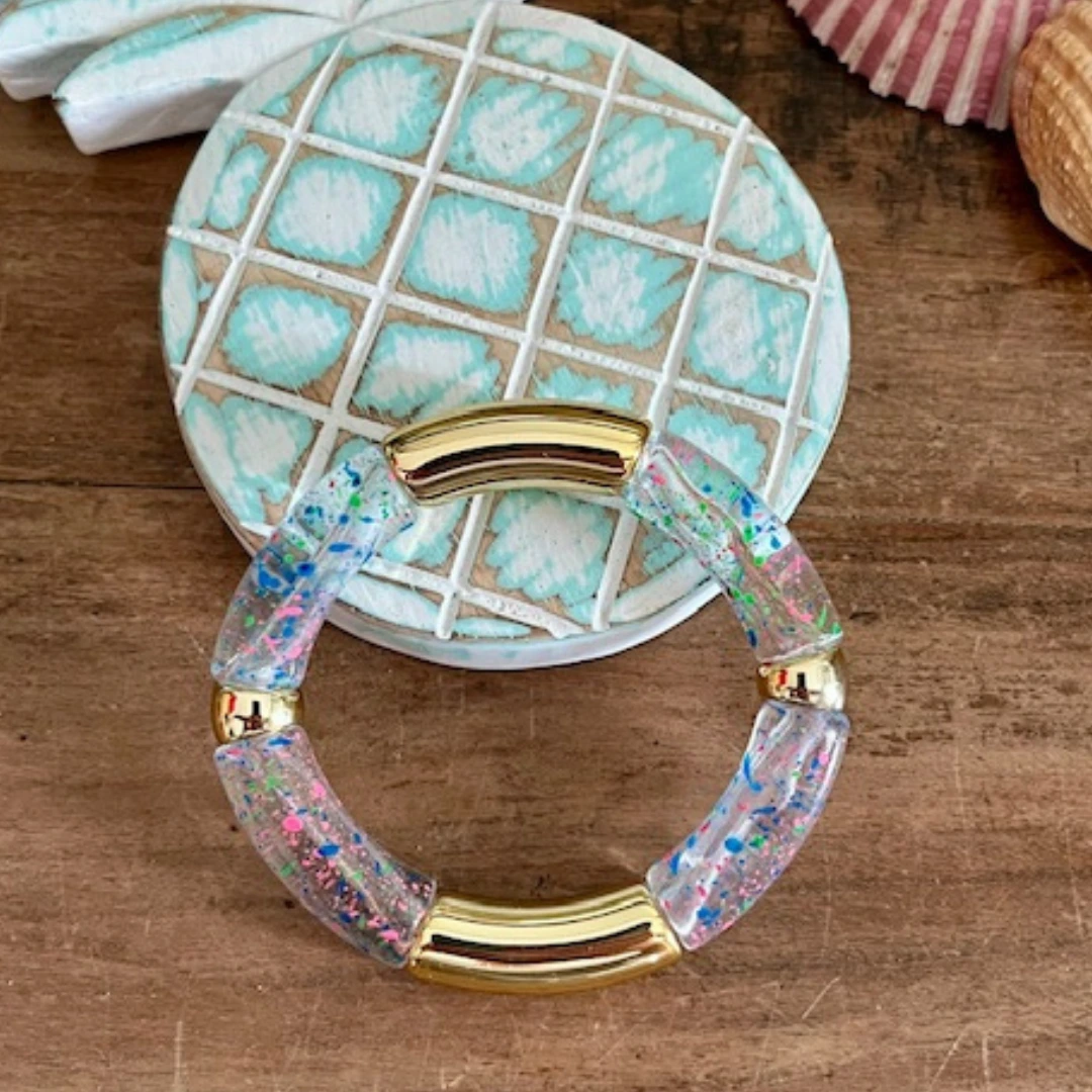Bracelet POP - TRANSPARENT tacheté Bleu