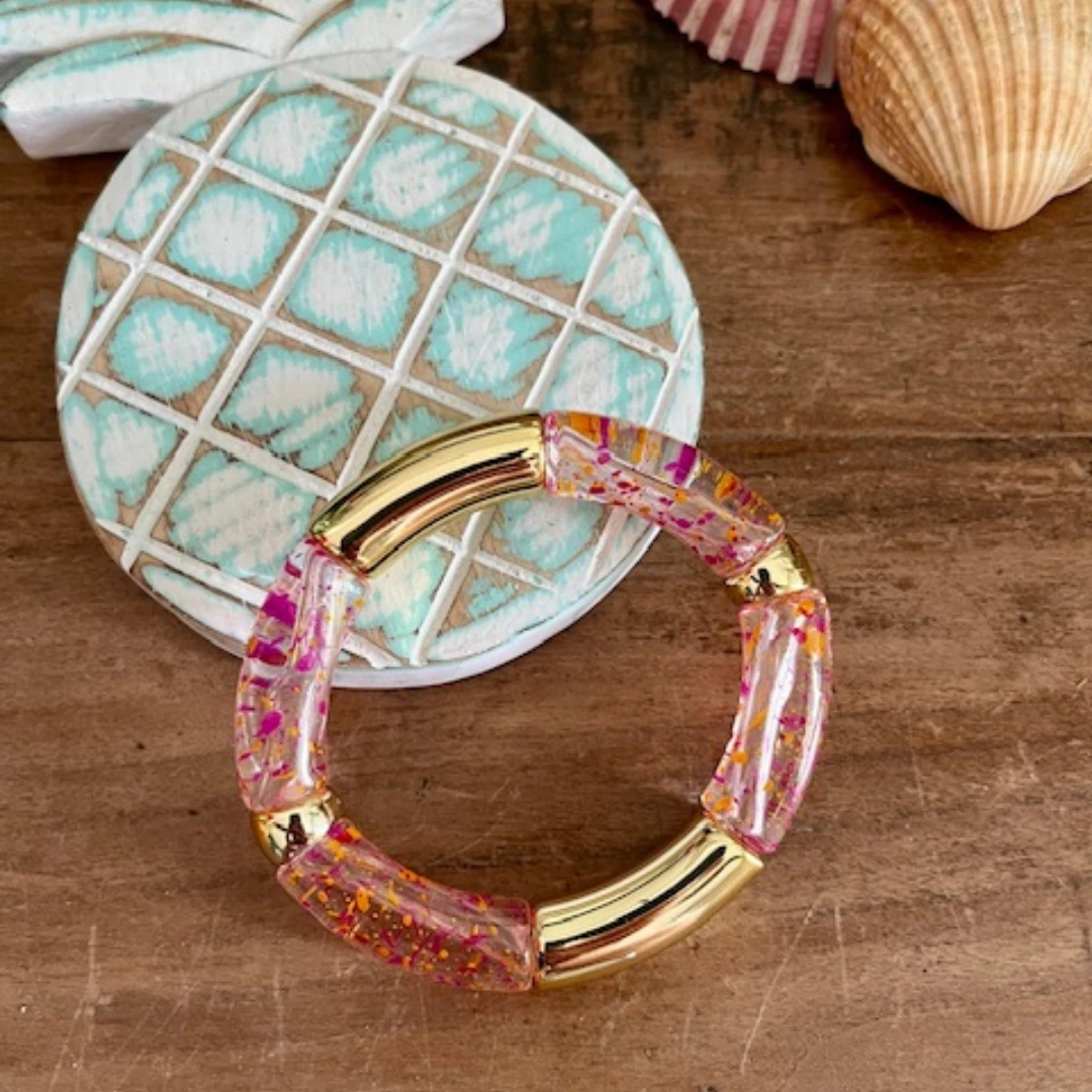Bracelet POP - TRANSPARENT tacheté Rose