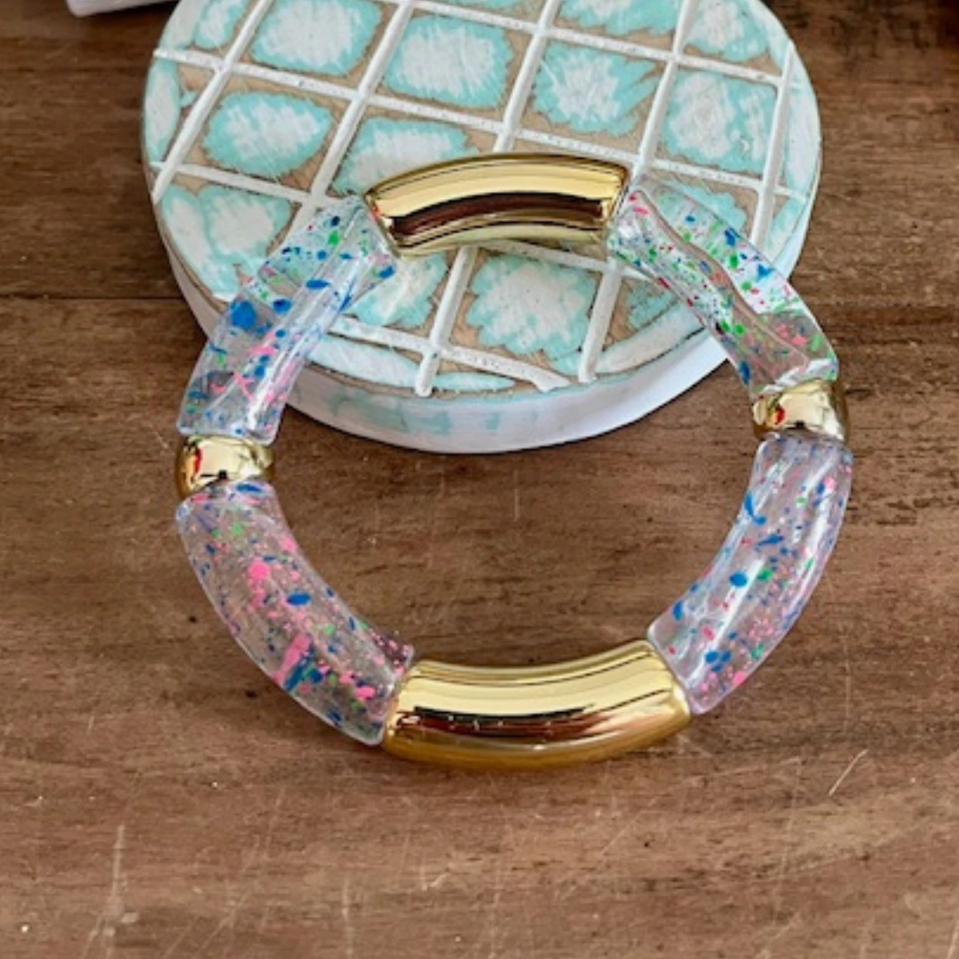 Bracelet POP - TRANSPARENT tacheté Bleu – Image 2