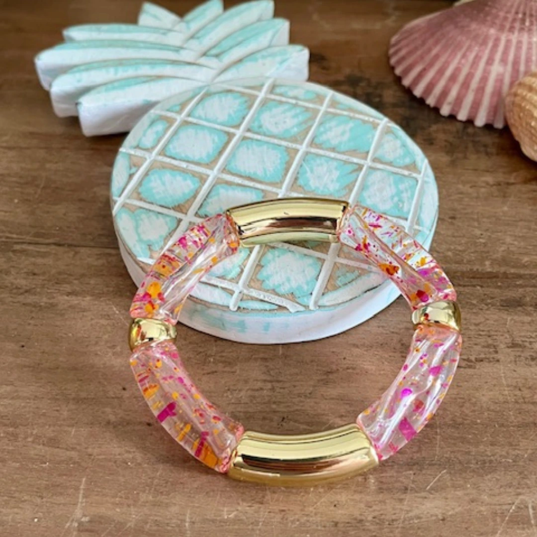 Bracelet POP - TRANSPARENT tacheté Rose – Image 2
